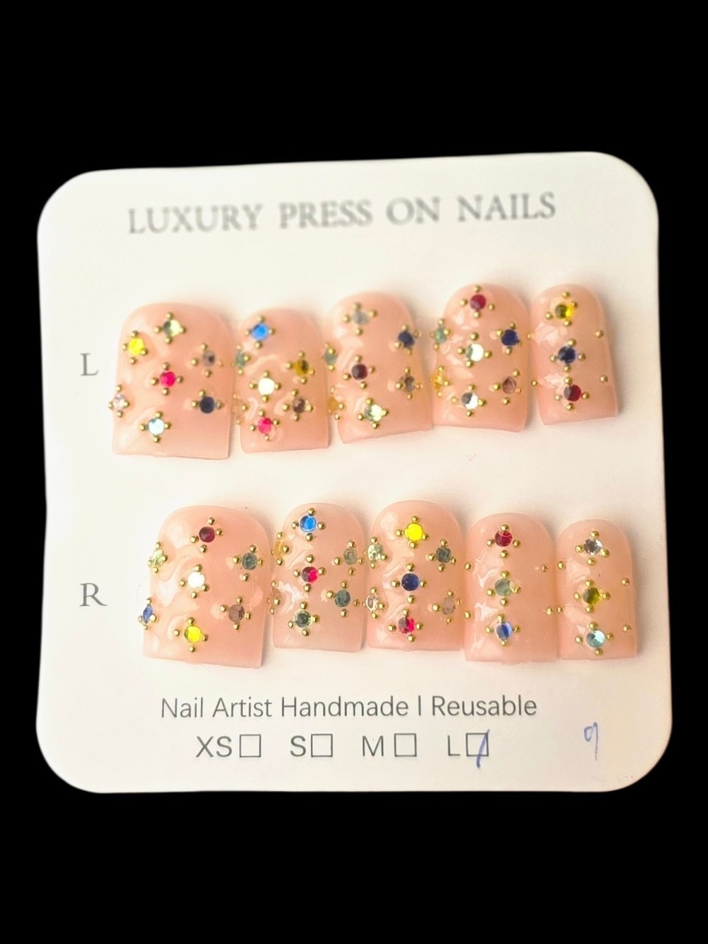 ✨ Custom Luxury Handmade Gemstone Press-On Nails ✨ Large